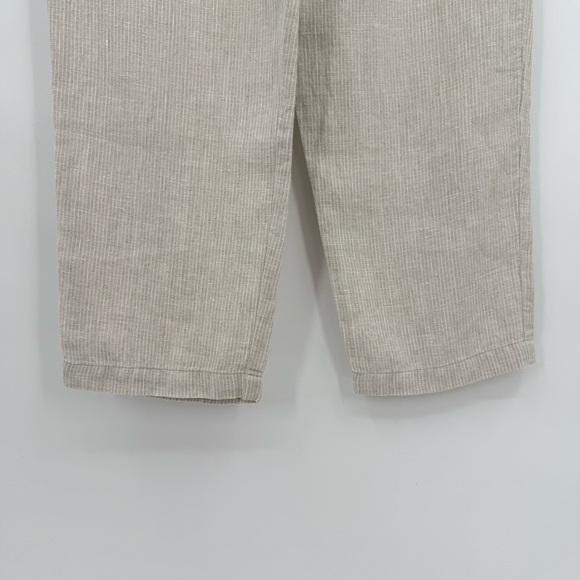 Garnet Hill Straight-Leg Linen Trousers in Natural Pinstripe Size 6 - Picture 9 of 10
